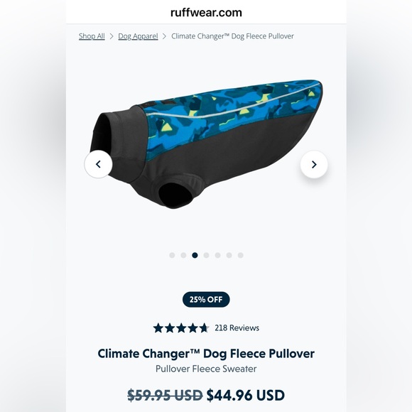 RuffWear Orange and Black Fleece Dog Pullover - Picture 6 of 7